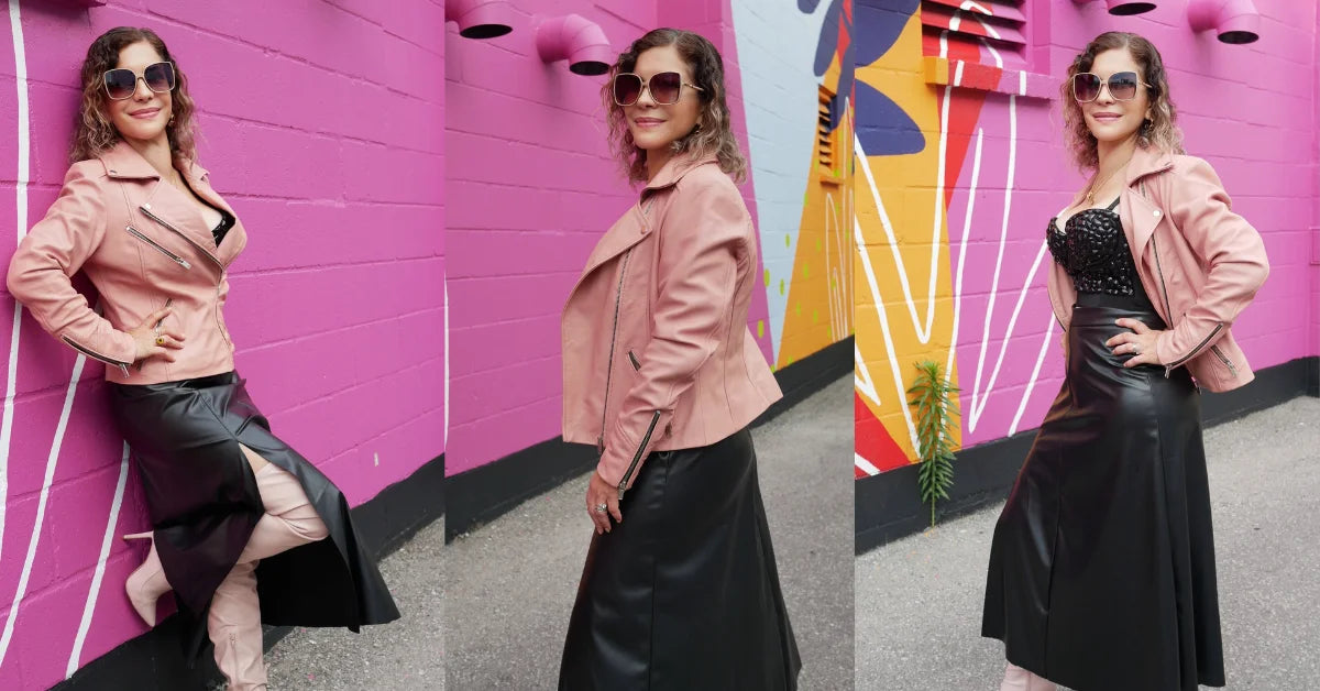 Pink Leather Jacket Outfit Ideas