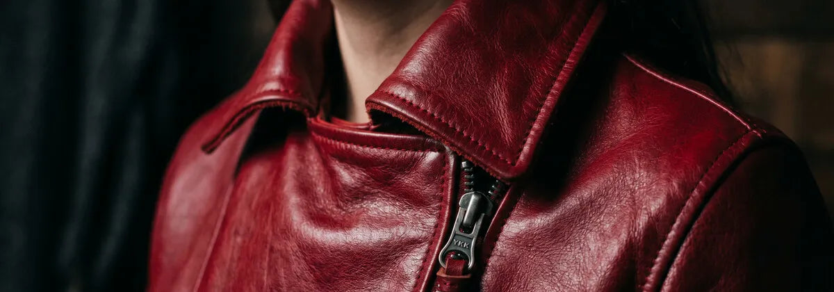 Cazadoras de Cuero Rojo para Mujer