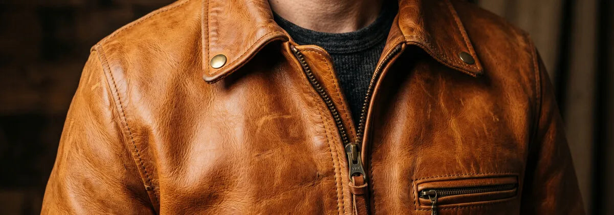 Cazadoras de Cuero Cognac para Hombre