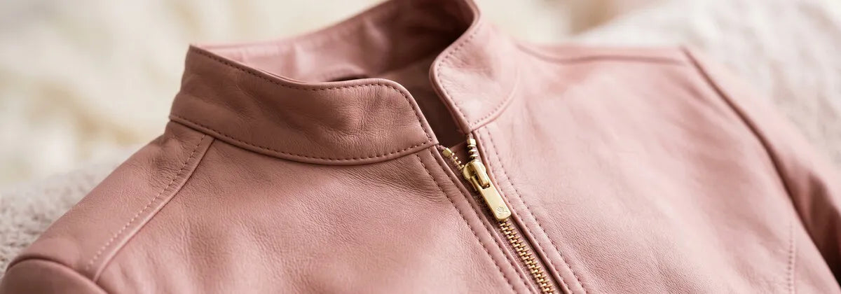 Cazadoras de Cuero Rosa para Mujer