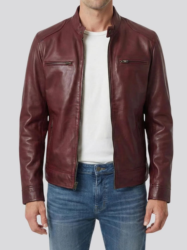 Cazadora Biker, burdeos para hombre