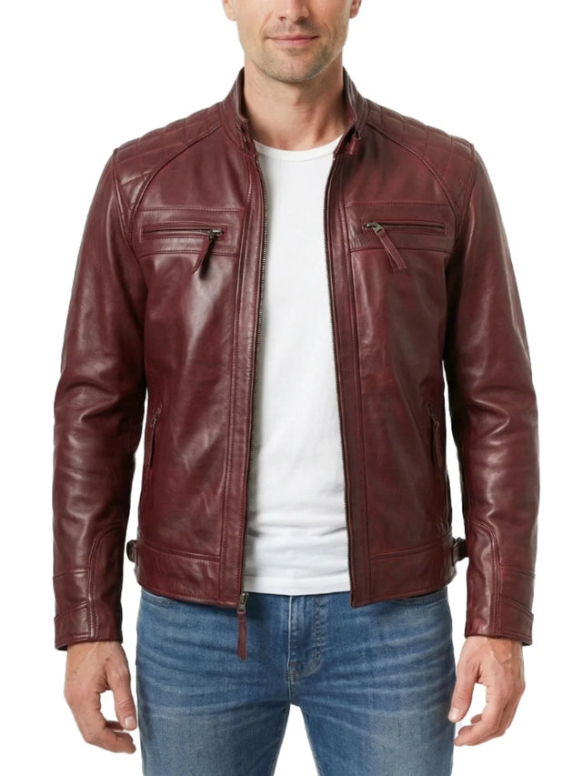 Cazadora Biker acolchada, burdeos para hombre