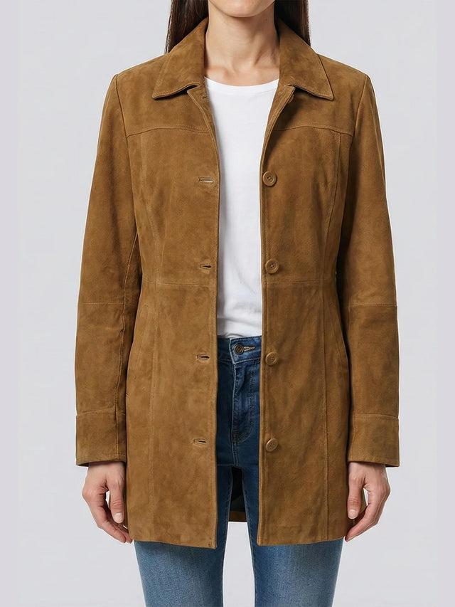 Car Coat de ante, marrón para mujer