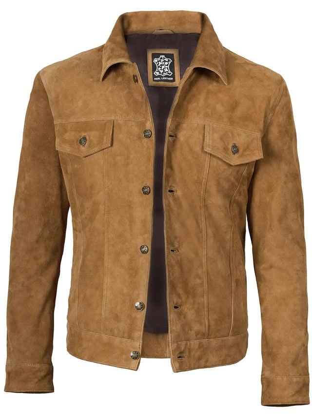 Chaqueta Trucker de ante, marrón claro para hombre