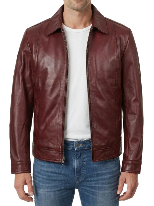 Chaqueta Harrington acabado encerado, burdeos para hombre