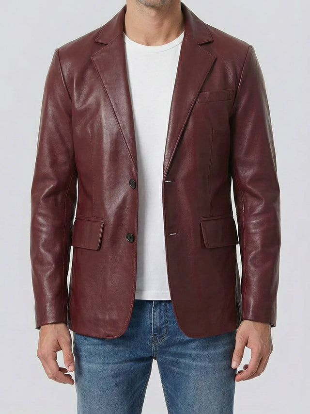 Blazer de piel, burdeos para hombre