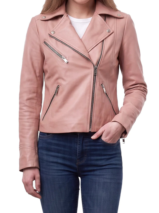 Asymmetrisk biker-skinnjacka r (Mujer)
