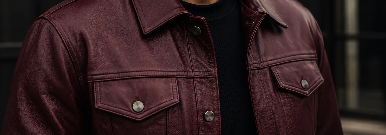 Chaquetas de cuero burdeos para hombre