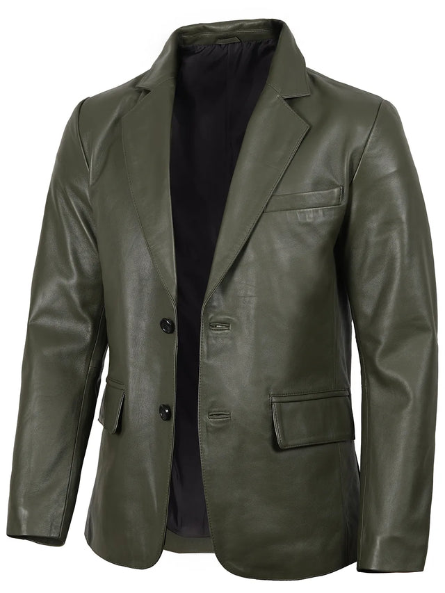 Skinnblazer med tre knappar verde oscuro (Hombre)