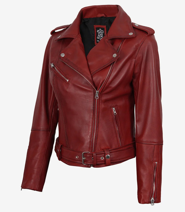 Asymmetrisk biker-skinnjacka r (Mujer)